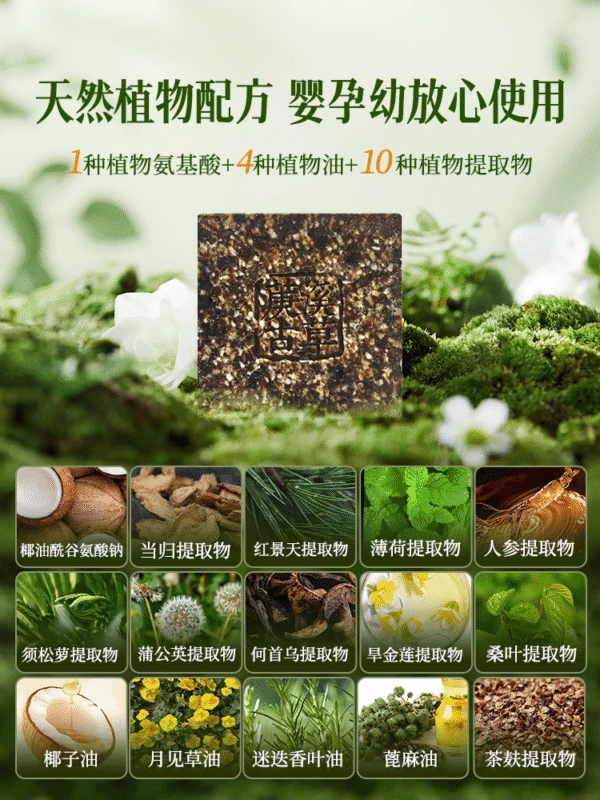 Tea Seed Botanical Shampoo Bar for Scalp Balance 100g - Gambar 2